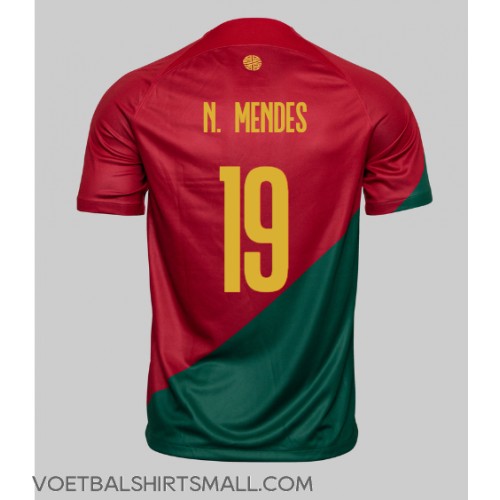 Portugal Nuno Mendes #19 Voetbalkleding Thuisshirt WK 2022 Korte Mouwen